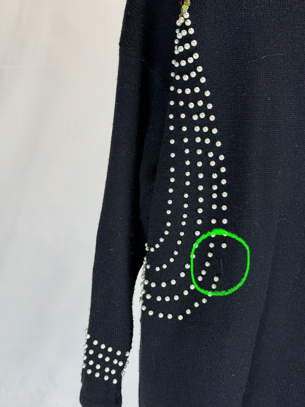 VINTAGE 80s glam bling knit sweater cardigan jewel pearl beads ruby emerald bold - Picture 11 of 14
